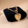 Moda Retro Transfronteriza Europea y Americana Personalizada Collar de Hierro Dorado Corazón Simple Girasol Aleación Colgante Exagerado