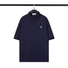 Comercio Exterior Transfronterizo Bordado de Brújula Stone Island Marca de Moda Logo Bordado Polo de Manga Corta Color Sólido Holgada Camiseta de Algodón Puro para Hombre