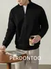 Cárdigan de Algodón Pesado de Tacto Suave 400g, Amigable con la Piel, Cuello Alto para Hombre, Chaqueta Deportiva Casual de Alta Gama con Cremallera para Otoño e Invierno 2026