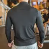 Nuevo Otoño Media Cremallera Fitness Manga Larga para Hombre Ropa Deportiva de Correr Absorbente de Sudor Transpirable de Secado Rápido Baloncesto Entrenamiento Ajustada
