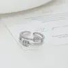 Novo Anel Aberto de Camada Dupla em Zircônia Micro-Pavimentada para Mulheres Design de Nicho Personalidade Temperamento Faixa de Anel de Dedo Fashion