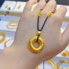 Loja de ouro com fivela de segurança de círculo concêntrico de ouro francês antigo, acessórios faça você mesmo, colar boutique versátil, estilo masculino e feminino