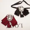 Péndulo de Diamante Original Corbata de Moño para Mujer, Cuello Floral Estilo Japonés, Camisa a Juego, Corbata de Moño, Accesorios de Boda, Broche Nuevo