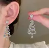 Pendientes de Árbol de Navidad, Exquisitos Pendientes de Árbol de Navidad de Circonita Multicolor, Pendientes Únicos de Nicho de Alta Gama