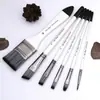 6 Varillas de Lino Set de Pinceles de Pintura Acrílica Pelo de Nylon de Alta Calidad Set de Pinceles de Pintura al Óleo para Arte Pincel para Tablero de Pintura de Pared DIY