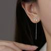Pendientes de Hilo Largo con Borla de Lazo de Möbius Estilo Corto Sin Extracción Triangulares Huecos Ondulados para el Uso Diario de Estudiantes