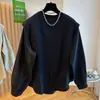 Diseño Nuevo de Otoño Nicho Holgado Casual Punto Empalmado Camisa de Mujer Manga Larga Jersey Falso Dos Piezas Top Cubre Carne