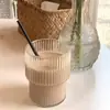 Taza de Vidrio Transparente de Alto Borosilicato con Patrón Vertical de Rayas Finas, Alta Calidad, Creativa, para Cerveza, Café, Leche, Uso Doméstico