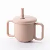 Taza para beber para bebés de 1 a 3 años, silicona de grado alimenticio, taza para snacks infantiles, taza con pajilla de gran capacidad, una taza de doble uso