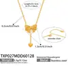 Estilo Ins Europeu e Americano Laço Simples Pingente de Coração com Franjas Conjunto de Joias Colar e Brincos Personalizados Aço Inoxidável Banhado a Ouro