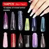 Adesivos de Unha de Cristal Transfronteiriços Cores Misturadas Macaron Extensão de Unha de Cristal Transparente Sem Suporte de Papel Conjunto de 288 Peças