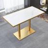 Mesa y Sillas de Comedor de Mármol de Lujo Ligero, Cafetería de Moda, Tienda de Té con Leche, Restaurante de Comida Rápida, Mesa Rectangular de Pizarra