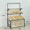 Estante de Exhibición para Supermercado Estante Multifuncional para Frutas Estante para Verduras Estante de Acero y Madera Tienda de Frutas Estante de Madera para Pasteles Leche