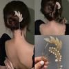 Simples Moderno Internet Celebridade Grampo de Cabelo Elegante Pérola Borla Hairpin Bola Cabeça Metal Cabelo Artefato Super Fada Headwear para Mulheres