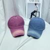Boné de beisebol bordado com letras tingidas em estilo coreano, moda primavera e verão, casual, todos os tipos de cores, com parte superior macia e rasgada, guarda-sol