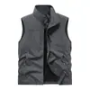 Nuevo chaleco ligero multi-bolsillos para hombre de primavera y otoño para exteriores, nueva chaqueta chaleco casual de color liso con cuello alto