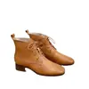 Botas de Cano Curto de Couro Bovino Camada Superior Estilo Novo 2024 Vintage Confortáveis Versáteis Salto Baixo Cadarço Botas Martins de Couro da Moda para Mulheres