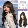 Atacado de fábrica peruca feminina cabelo longo cacheado cabelo liso cobertura total da cabeça com franja de oito caracteres onda grande micro-ondulado peruca inteira