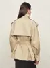 Nuevo Gabardina Ajustada de Otoño 2026 para Mujeres Petites, Cuello Alto, Doble Botonadura, Abrigo Corto Entallado a la Cintura