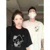 Outfits Divertidos de Gatos Dibujados en Pareja de Algodón Peinado Puro, Camisetas de Manga Corta Holgadas de Moda para Verano para Hombres y Mujeres