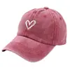 Gorra de Béisbol Lavada Vintage Versátil con Bordado de Corazón de Melocotón para Primavera y Verano Versión Coreana Delgada Gorra Suave con Visera de Pato para Hombres Tendencia