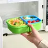 A lancheira pode ser levada ao forno de micro-ondas.. Lancheira para Trabalhadores de Escritório e Estudantes. Utensílios de Mesa, Colher, Cesto Crocante, Conjunto de Copos de Água de Aparência Sofisticada