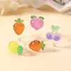 Pendientes Simulados Serie Frutas Dulces Verano 2025 Populares Melocotón y Mangostán Pendientes Pequeños para Mujer Pendientes Pequeños Frescos