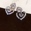 ¡Amor del Río Corazón! Pendientes de botón de circonita en forma de corazón deslumbrantes, pendientes versátiles estilo coreano ins, sensación de lujo ligero y alta gama
