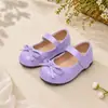 Zapatos Mary Jane para Niñas con Lazo, Zapatos Infantiles para Fiesta de Dama de Honor y Actuación, Velcro Suela Suave Antideslizante Bailarinas de Princesa
