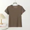 Camiseta Básica de Mujer Fina, Caída, Color Sólido, Cuello Redondo, Manga Corta, Transpirable, de Algodón Lyocell, Versátil, Ajustada, para Llevar por Debajo