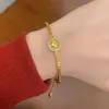 Tienda de oro con un color fuerte, oro brillante de 24 quilates, diamante, pequeña pulsera de media azúcar, pulsera de diamantes completa, pulsera de nicho ajustable
