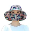 Combinación de Mascarilla y Sombrero con Protección Solar para Mujer, Sombrero de Pescador Plegable de Verano, Sombrero de Sol Floral para Mamás, Sombrero de Sol para Trabajos en la Granja