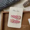 Nuevo Pasador de Pelo de Tela a Cuadros Estilo Coreano con Conejito de Dibujos Animados, Dulce Pasador Lateral a Juego para Niños, Pinza para Flequillo, Accesorio para el Cabello para Niñas