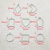 16 Estilos de Accesorios para Joyería DIY de Aleación Plateada Brillante, Colgantes de Corazón con Forma de Luna, Encantadores Marcos Huecos de Resina