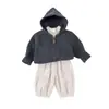 Ropa para Bebés, Suéteres, Trajes de Niño para Otoño e Invierno, Estilo Nuevo Engrosado de Finales de Otoño, Conjunto Coreano de Tres Piezas para Bebé de Un Año