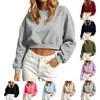 2026 Amazon Primavera y Otoño Tops de Manga Larga para Mujer Elegantes y Casuales Tops Cortos de Cuello Redondo Venta al por Mayor