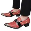 Zapatos de Cuero Transfronterizos Más Vendidos de Amazon para Hombre, Puntiagudos con Estampado Rojo Dorado para Hombre de Negocios Formales 660110