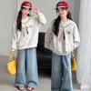 Blusa longa feminina da moda e casual estilo coreano, simples e estilosa, perfeita para primavera e outono, nova blusa de moletom casual e de corte solto