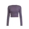 Estilo Fino Primavera e Verão Afunilamento na Cintura Emagrecimento Esportivo Clássico Fitness Manga Longa Camada Base Gola Redonda Camiseta Secagem Rápida Respirável Alta Elasticidade Top