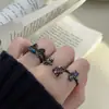 Anillo Popular Estilo Gótico Oscuro Y2K de Gato con Circonita Completa, Abierto, Dulce y Fresco, Sensación de Nicho de Alta Gama, Anillo Apilable