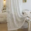 Cortinas de Gasa de Encaje Color Café con Leche de Lujo Ligero Francés Translúcidas pero Opacas Cortinas Transparentes Estilo Ins para Dormitorio Ventana Saliente de Gama Alta
