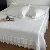 Conjunto de Três Peças de Matelassê Princesa Estilo Francês em Seda Gelada com Saia de Cama, Matelassê de Seda Gelada de Verão, Lavável à Máquina, Matelassê Macio para Ar Condicionado