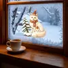 Divertido-f1262 Minimalista nórdico Navidad padre-hijo zorro blanco balcón exterior ventana de cristal embellecimiento del hogar pegatina de ventana UV