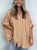 2024 Nuevo Amazon Estación Independiente Camisa Casual Holgada Estampada a Rayas Transfronteriza Moda Casual para Mujer