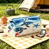 Bolsa de Maquillaje de Terciopelo con Estampado de Tiburones y Estrellas Marinas 2026, Bolsa con Cierre para Almacenamiento de Skincare de Viaje, Gran Capacidad, Pedido Mínimo 1 Pieza