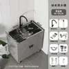 Gabinete de fregadero de acero inoxidable para cocina, fregadero integrado, gabinete de fregadero simple para el hogar, gabinete de fregadero de un o dos tazones