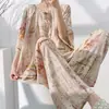 Pijama de Algodão e Seda de Manga Curta Estilo Novo 2026 para Mulheres, Conjunto de Roupa de Casa Tamanho Grande para Primavera e Verão, Estilo Chinês, Pode Ser Usado Fora, Tamanho Plus