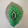 Bordado de Pluma de Ojo de Pavo Real Cuentas Brillantes Falda de Baile Traje de Presentación Parche Adhesivo DIY Moda Calcomanía Decorativa de Tela