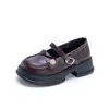 Zapatos de cuero redondos estilo británico para mujer en color café, nuevos de otoño 2026, zapatos Mary Jane de suela gruesa estilo JK japonés para combinar con faldas