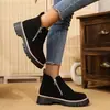 Nuevas Botas Martin de Invierno/Otoño 2025 para Mujer, Punta Redonda, Cremallera Lateral, Tacón Grueso, Talla Grande, Comercio Exterior Transfronterizo, Botines